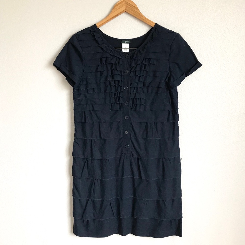 J. CREW navy ruffle tiered dress